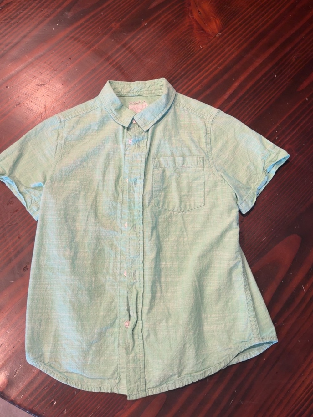 Cat & Jack Light Aqua Short Sleeve Button-Up Shirt
